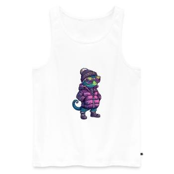 Caméléon Bande dessinée cool - Débardeur bio Premium Homme - blanc - Devant - Michal (187cm)