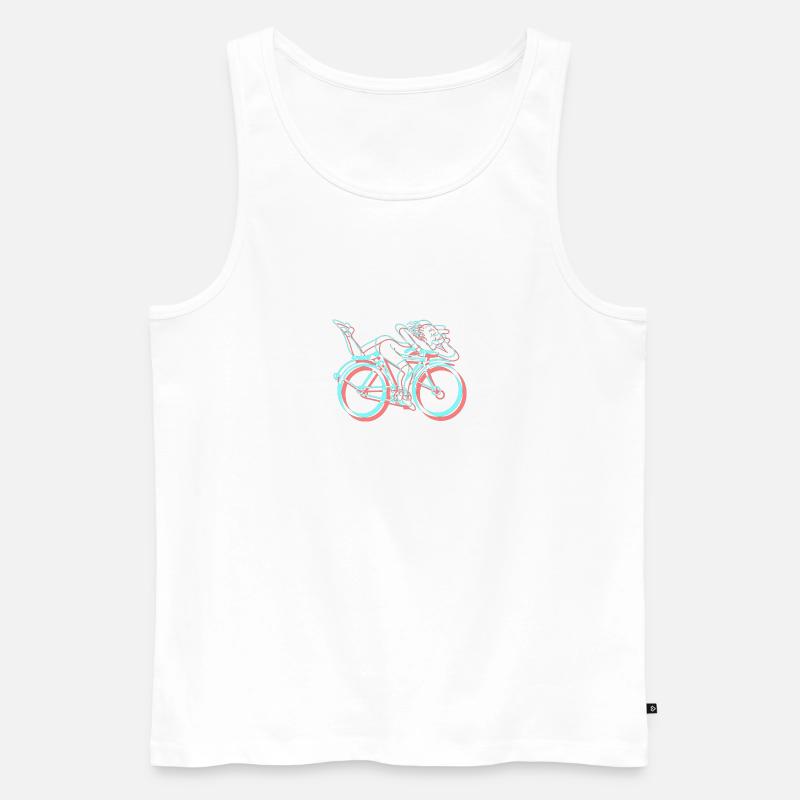 LSD Bicycle Days Psychédélique 3D Glitch Anaglyphe - Débardeur bio Premium Homme - blanc