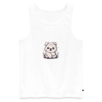 Cute Kawaii Fluffy White Animal Adorable Eyes - Men's Premium Organic Tank Top - white - Front - Michal (187cm)