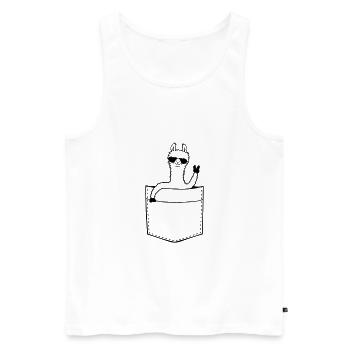 Hemdtasche Comic Lama - Männer Premium Bio Tank Top - Weiß - Vorne - AI Model Male 178 light (178cm)