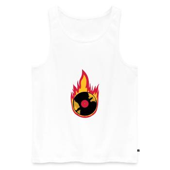 Fire Vinyl Record Music - Men's Premium Organic Tank Top - white - Front - Michal (187cm)