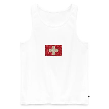Schweizerfahne Glitzer Heimat Tradition Flagge - Männer Premium Bio Tank Top - Weiß - Vorne - Michal (187cm)