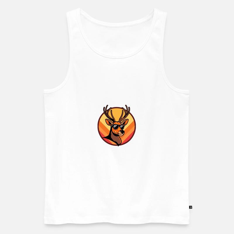 Hirsch Comic Cool Sommer - Männer Premium Bio Tank Top - Weiß