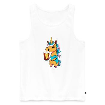 Einhorn mit Bier - Männer Premium Bio Tank Top - Weiß - Vorne - Michal (187cm)