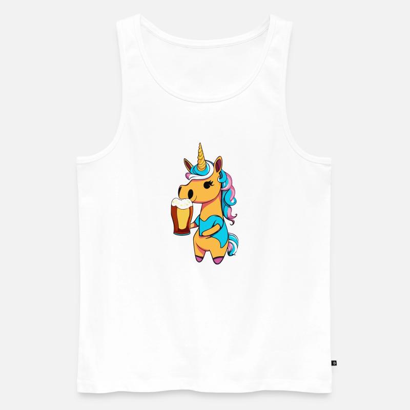 Einhorn mit Bier - Männer Premium Bio Tank Top - Weiß