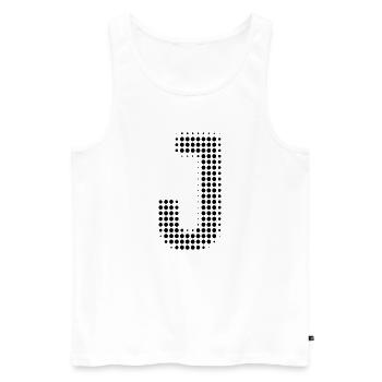 Grille de lettres J - Débardeur bio Premium Homme - blanc - Devant - AI Model Male 178 light (178cm)