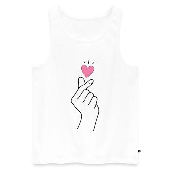 Cœur de doigt K-Pop - Débardeur bio Premium Homme - blanc - Devant - Michal (187cm)