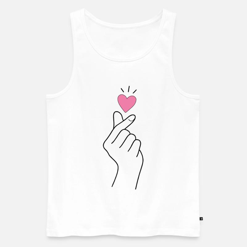 K-Pop Finger Heart - Männer Premium Bio Tank Top - Weiß
