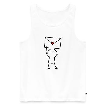Brief mit Herz | Kleine Nachricht ohne Worte - Männer Premium Bio Tank Top - Weiß - Vorne - Michal (187cm)