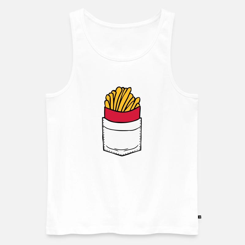 Brusttasche Pommes Frites - Männer Premium Bio Tank Top - Weiß
