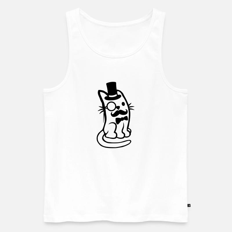 Herr Katze Bart Mann - Männer Premium Bio Tank Top - Weiß