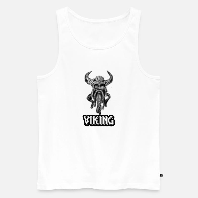 Wikinger mit Bart und Helm - Männer Premium Bio Tank Top - Weiß