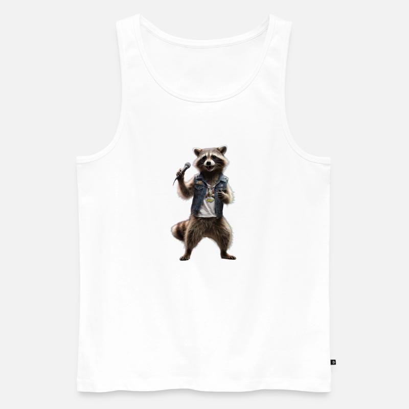 Waschbär-Singmikrofon - Männer Premium Bio Tank Top - Weiß