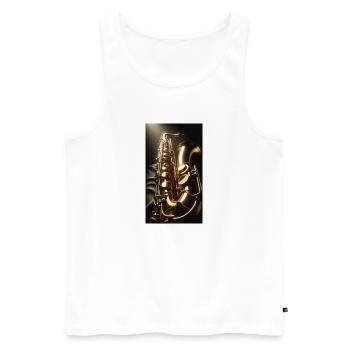 Saxophone - Men's Premium Organic Tank Top - white - Front - Michal (187cm)
