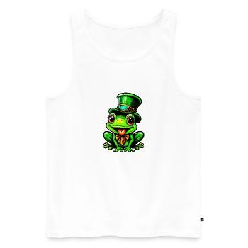 Grenouille câline avec chapeau haut de forme de la Saint-Patrick - Débardeur bio Premium Homme - blanc - Devant - AI Model Male 178 light (178cm)