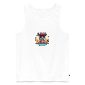 Souris en vacances - Débardeur bio Premium Homme - blanc - Devant - Michal (187cm)