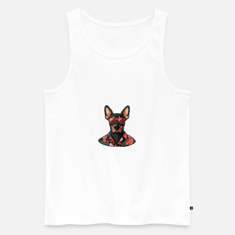 Dobermann Hund Comic Urlaub - Männer Premium Bio Tank Top - Weiß