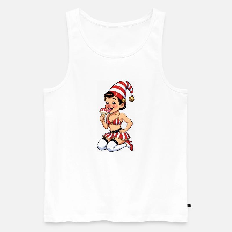 Leprechaun-Mädchen mit Eistüte - Männer Premium Bio Tank Top - Weiß