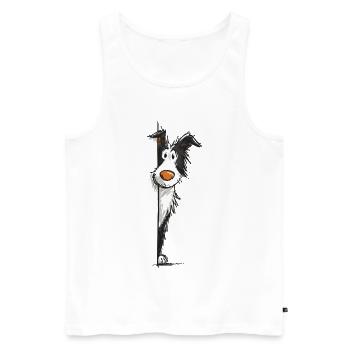 Conception du colley voyeur - Débardeur bio Premium Homme - blanc - Devant - Michal (187cm)
