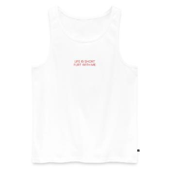 Vie Courte Flirte Avec Moi - Débardeur bio Premium Homme - blanc - Devant - AI Model Male 178 light (178cm)