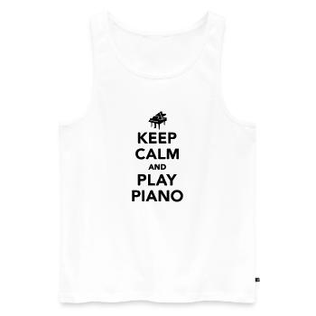 Keep calm and play piano - Débardeur bio Premium Homme - blanc - Devant - Michal (187cm)