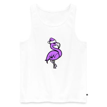 Flamingo Comique Noël - Débardeur bio Premium Homme - blanc - Devant - Michal (187cm)