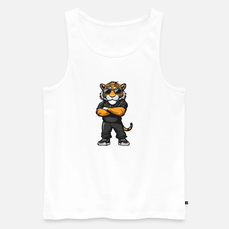 Tiger Comic - Männer Premium Bio Tank Top - Weiß