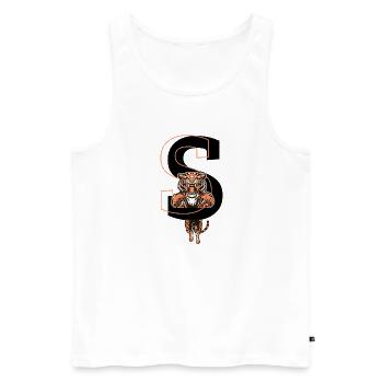 Lettre s tigre - idée cadeau - Débardeur bio Premium Homme - blanc - Devant - Michal (187cm)