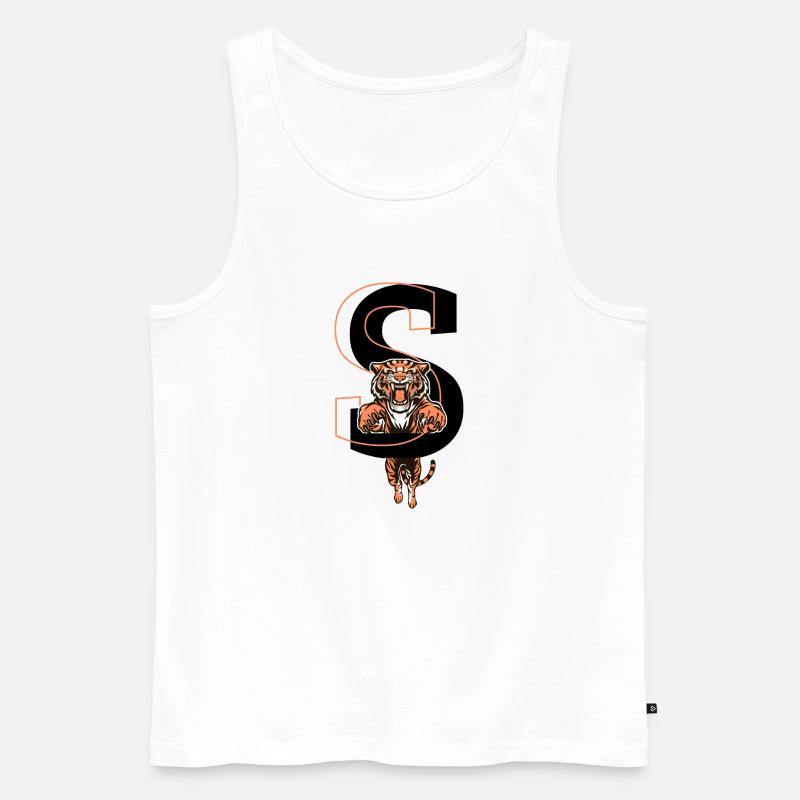 Tiger Buchstaben - Geschenkidee - Männer Premium Bio Tank Top - Weiß