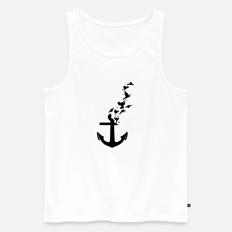 anchor - Men's Premium Organic Tank Top - white