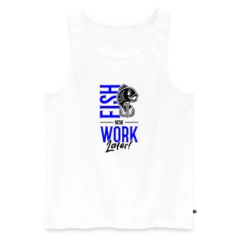 Pêche Dicton Pêche Travail - Débardeur bio Premium Homme - blanc - Devant - Michal (187cm)