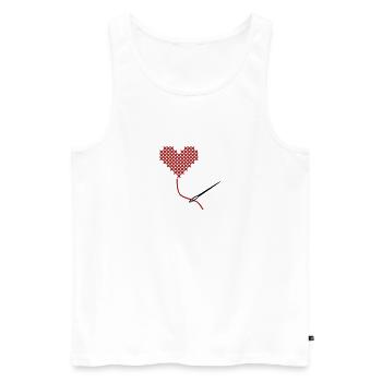 Mit Liebe nähen - Männer Premium Bio Tank Top - Weiß - Vorne - AI Model Male 178 light (178cm)
