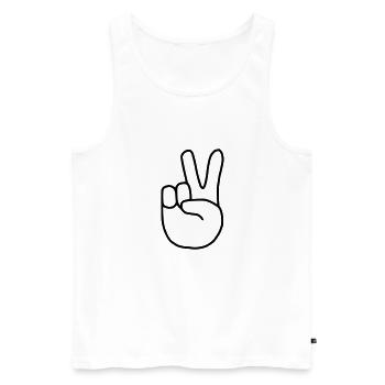 Emoji Peace Finger Sketch noir - Débardeur bio Premium Homme - blanc - Devant - AI Model Male 178 light (178cm)