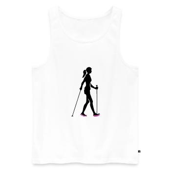 Icône de la femme de marche nordique - Débardeur bio Premium Homme - blanc - Devant - Michal (187cm)