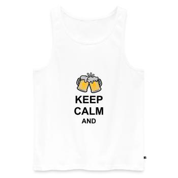Keep Calm Bier Text - Männer Premium Bio Tank Top - Weiß - Vorne - Michal (187cm)