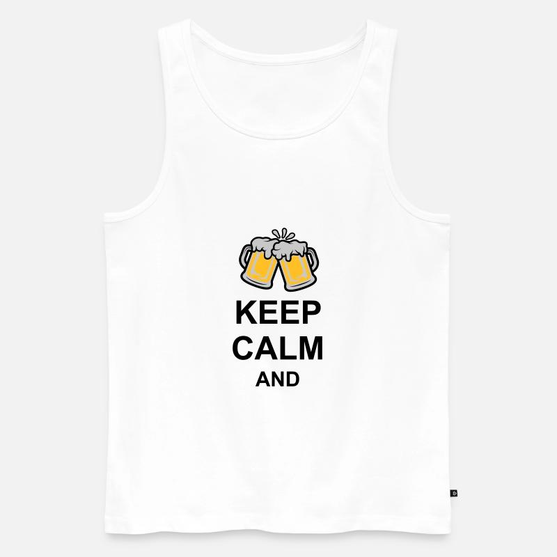 Keep Calm Bier Text - Männer Premium Bio Tank Top - Weiß