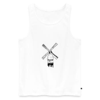 Vintage nostalgische Windmühle - Männer Premium Bio Tank Top - Weiß - Vorne - AI Model Male 178 light (178cm)