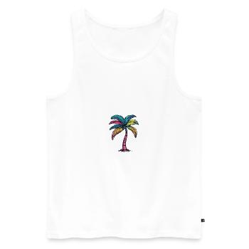 Palm Tree Multicolored - Men's Premium Organic Tank Top - white - Front - Michal (187cm)