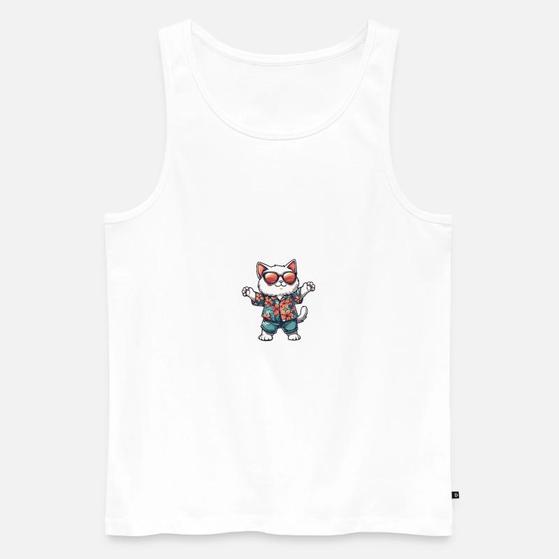Katze Comic Urlaub - Männer Premium Bio Tank Top - Weiß