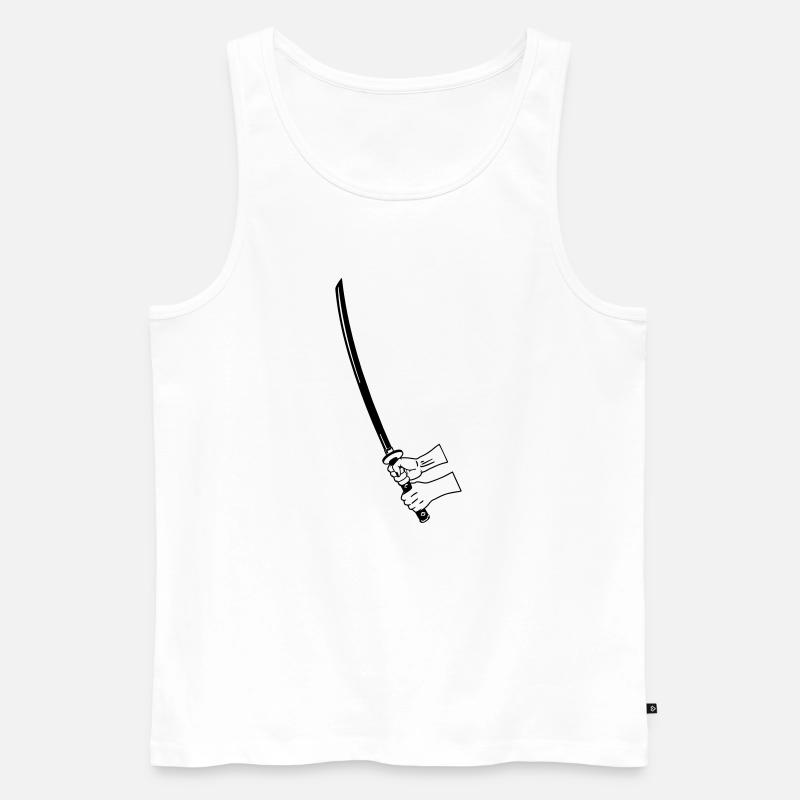 Samurai Busihdo Katana mit zwei Händen - Männer Premium Bio Tank Top - Weiß