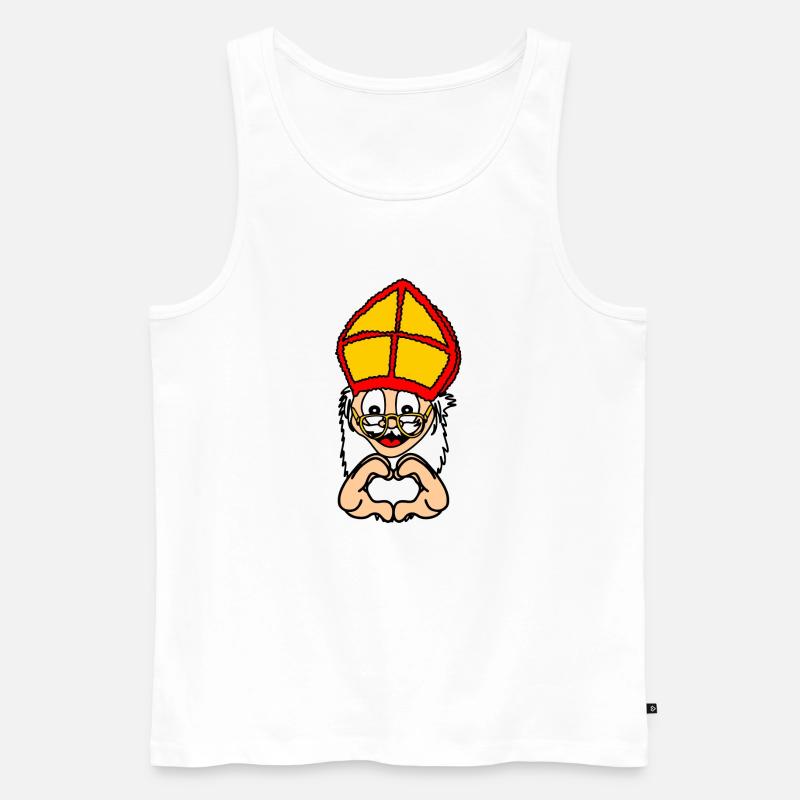 Sinterklaas mit Handgestenherz - Männer Premium Bio Tank Top - Weiß