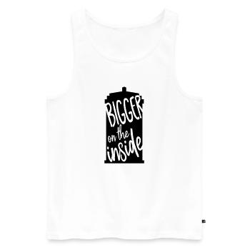 Bigger on the inside - Männer Premium Bio Tank Top - Weiß - Vorne - AI Model Male 178 light (178cm)