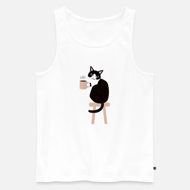Kaffeepause Katze - Männer Premium Bio Tank Top - Weiß