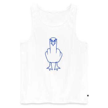 Mouette majeur insulte doigt puant vilain - Débardeur bio Premium Homme - blanc - Devant - Michal (187cm)