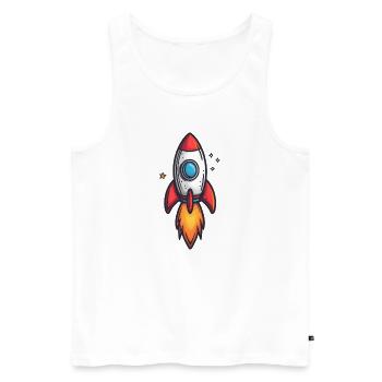 Dessin animé fusée feu vol - Débardeur bio Premium Homme - blanc - Devant - AI Model Male 178 light (178cm)