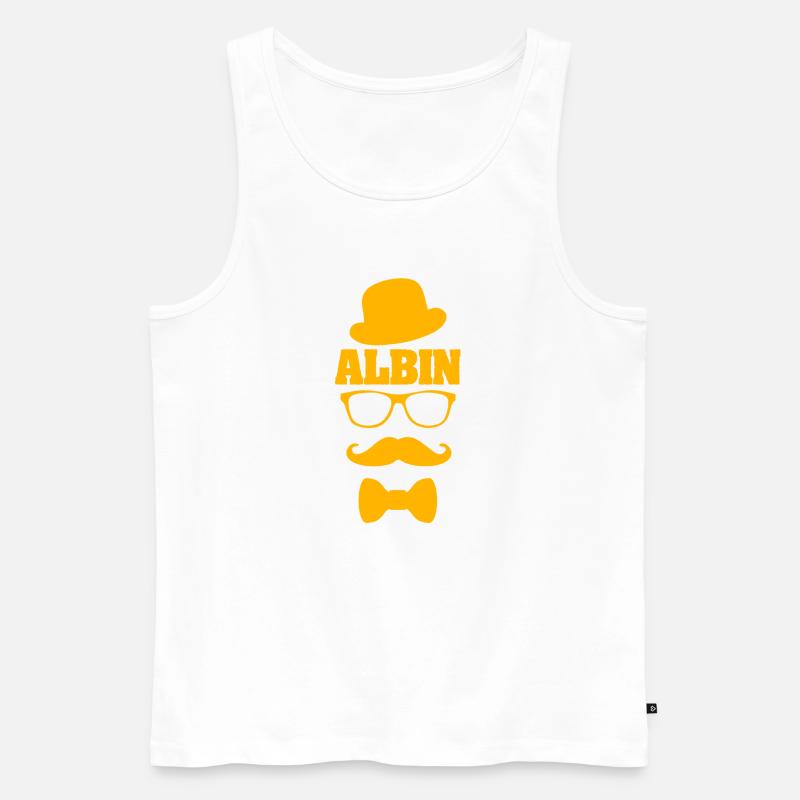 Hipster Albin - Männer Premium Bio Tank Top - Weiß