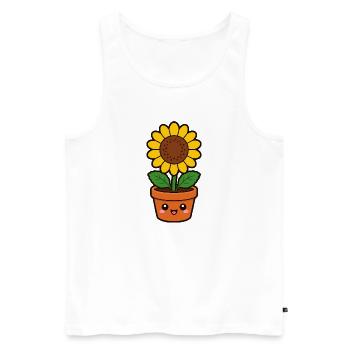 Fröhliche Sonnenblume im Topf - Männer Premium Bio Tank Top - Weiß - Vorne - Michal (187cm)