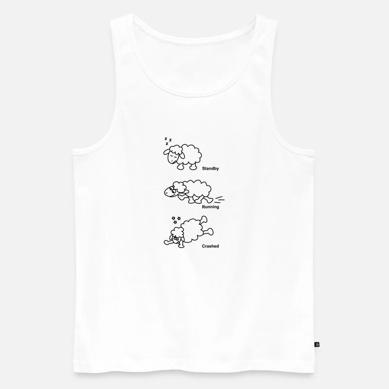 Schaf Standby Running Crashed - Männer Premium Bio Tank Top - Weiß