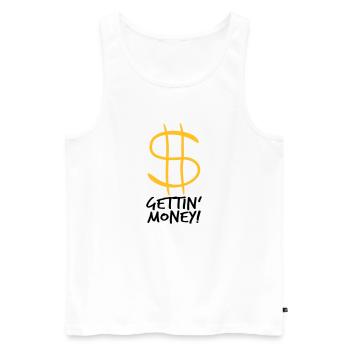 symbole dollar gettin argent signe argent riche argent - Débardeur bio Premium Homme - blanc - Devant - AI Model Male 178 light (178cm)