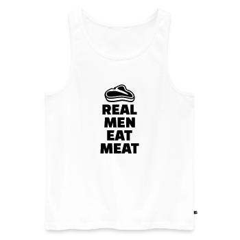 Real men eat meat - Débardeur bio Premium Homme - blanc - Devant - AI Model Male 178 light (178cm)